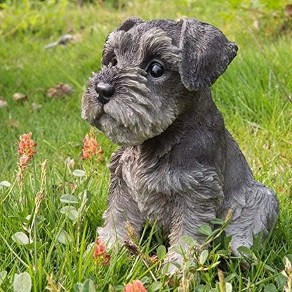 Hi-Line Gift Ltd Sitting Schnauzer Puppy, 7" , Gray