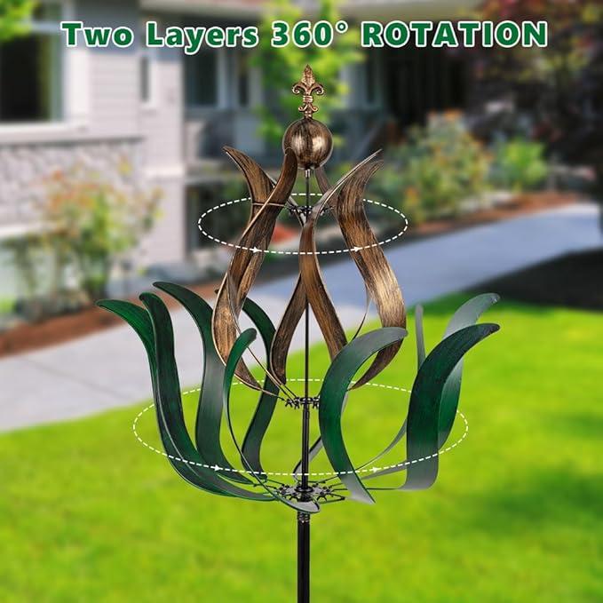 DREAMYSOUL Large Wind Spinner Outdoor, 90.5" Metal Tulip Wind Mills, 360 Degrees Rotating Kinetic Wind Mills for Lawn Backyard Patio Garden Decor Yard Art