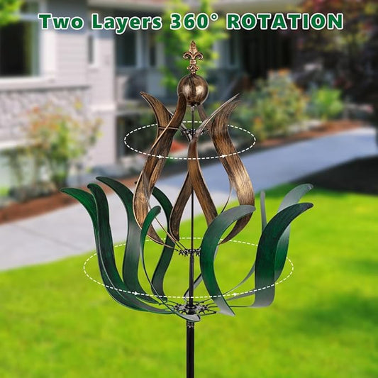 DREAMYSOUL Large Wind Spinner Outdoor, 90.5" Metal Tulip Wind Mills, 360 Degrees Rotating Kinetic Wind Mills for Lawn Backyard Patio Garden Decor Yard Art
