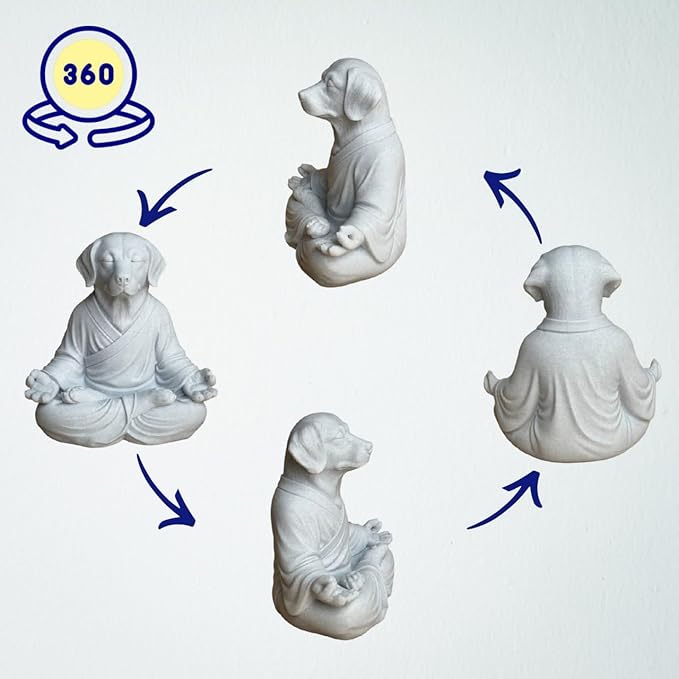 OLOMA Heavy Concrete Meditating Dog Garden Sculpture Solid Stone Statue with Protective Resin Coating Durable Outdoor Indoor Lawn Patio Landscape Accent Statement Piece