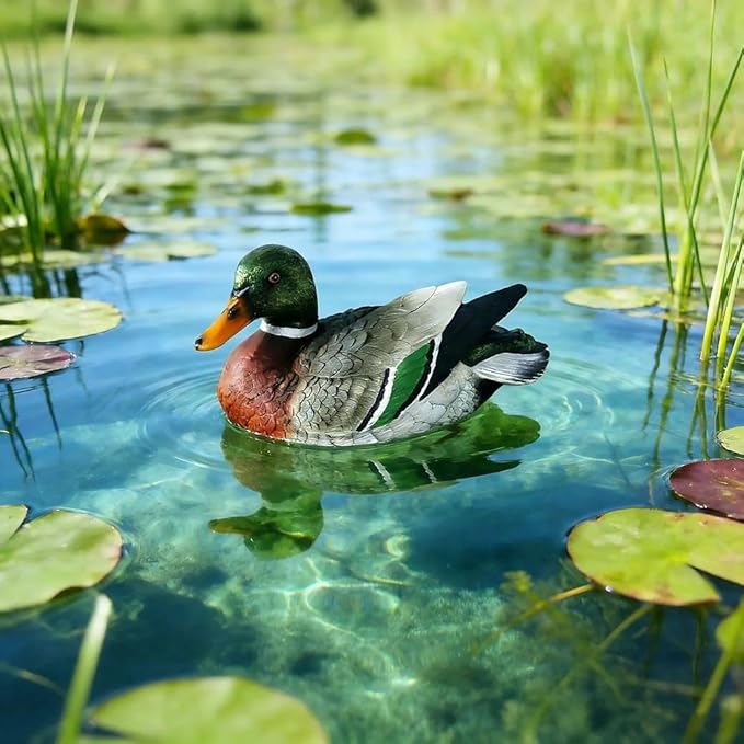 Outdoor Duck Statues: Resin Decor-Realistic Floating Mallard Ducks, Waterproof for Pond, Garden, Patio Ornaments, Ideal for Pool Backyard Lawn Decoration and Cake Toppers.
