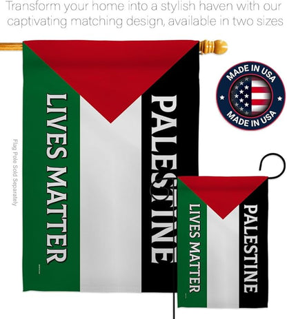 Palestine Lives Matter Flag Pole Set Bandera de Support Stand With Palestinians Decor Home Wall Hanging Garden Tapestry Home Door Poster Garden Stake Cemetery Grave Yard Sign Muslims Gifts Made In USA