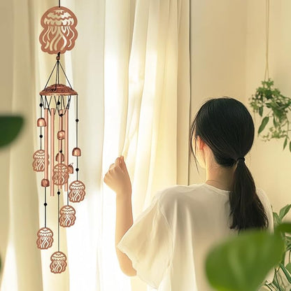 Wind Chimes for Outside, Melodious Melodic Tones Jellyfish Style Windchimes Suitable for Outdoor Garden Patio Porch Decor, Unique 33“ Metal Memorial Wind Chimes Friendship Gifts for Women
