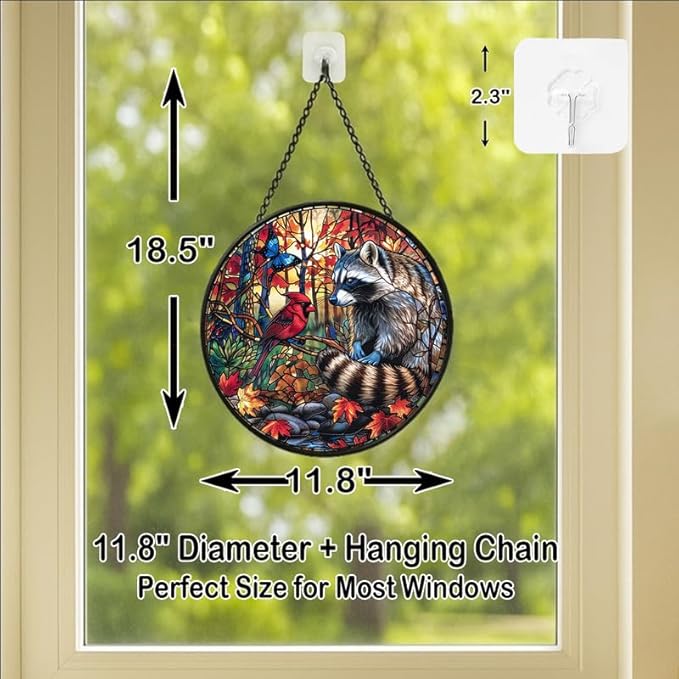 Stained Glass Window Hanging - Adventure Shark with Sailing Ships and Compass Sun Catchers Indoor Stained Glass Panels Wall Decor for Mom Wife Lovers Festive