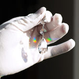 20pcs 28mm Teardrop Chandelier Crystals, Clear Crystal Chandelier Prisms Pendants Parts Connected Glass Octagon Beads Hanging Garland Decoration