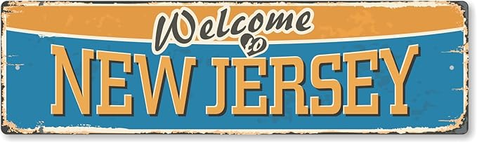 SmartSign 4 x 14 inch Welcome To New Jersey State Vintage Metal Sign, 40 mil Rustproof Aluminum with Clear Overcoat, Retro Wall Décor, Multicolor, Made in USA