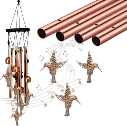 Wind Chimes Outdoor Clearance 32.2" luminum Tube Windchime with S Hook Decorative Wind Chime Hummingbird Gifts for Patio, Porch, Home Décor, Modern, Art Décor, Bronze
