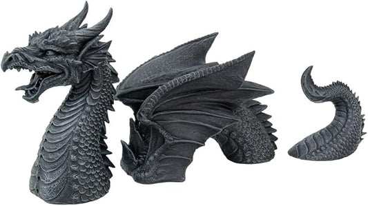 Pacific Giftware Medieval Fantasy Dragon Emerging from Lawn Statue Three Part Garden Decor