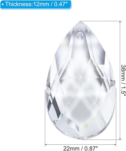 PATIKIL K9 Crystal Pendants Teardrop Beads, 10 Pack 38mm Chandelier Prisms Parts Hanging Beads DIY Lamp for Arts Crafts Decoration, Clear