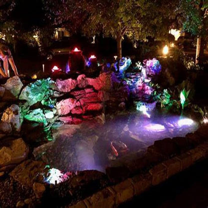 RGB LED Pond Light, 12V Low Voltage Underwater Light, IP68 Waterproof Submersible Light with Remote & Transformer, Stainless Steel Outdoor Light for Pond Fountain Waterfall Pool Garden Landscape