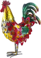 Metal Rooster Statue Garden Chicken Sculpture Decoration Metal Yard Art for Yard Outdoor Indoor Decoration (#F)