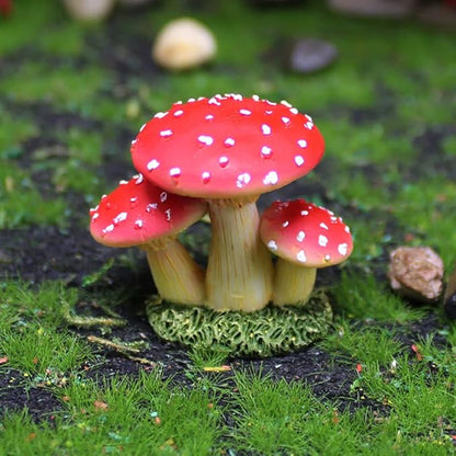 DIYOMR 6Pcs Mushroom Figurines, Resin Mushrooms Statues Craft Fairy Garden Accessories Indoor Outdoor Decor for Home DIY/Windowsill/Tabletop/Garden/Micro Landscape Decor/Bonsai Ornaments