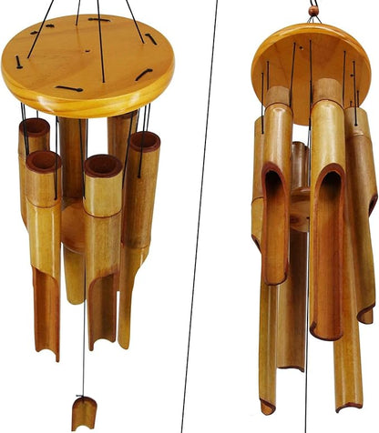 Bamboo Wind Chimes Outdoor,Wooden Wind Chimes with Melody Deep Tone,30" Classic Zen Garden Windchime for Relaxation, Grace.Home Décor for Patio, Garden or Indoor(FSC Certified)