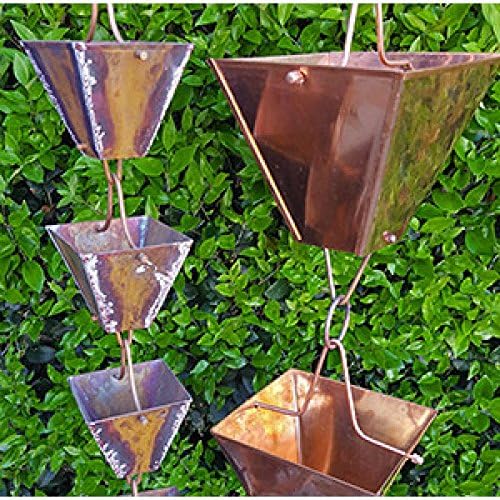 Nutshell Stores Extra Large Square Cups Rain Chain - Copper - 9 Feet