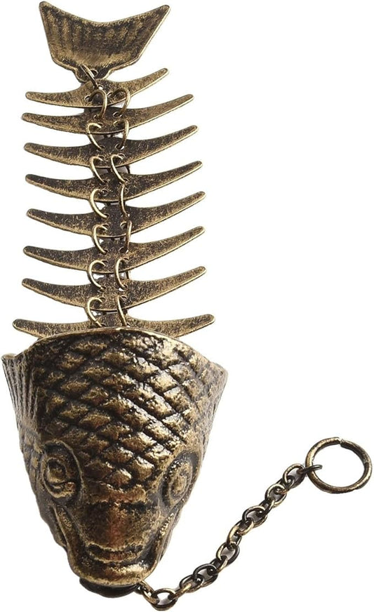 Metal Fishbone Wind Chimes Outdoor Garden Hanging Bell Decoration in Rustic Style Iron Construction 30 cm Size for Patio Yard Balcony