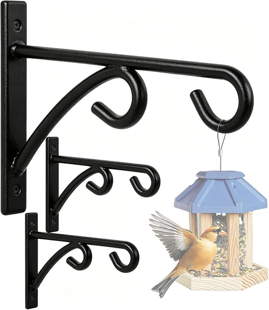 2Pcs Outdoor Bird Feeder Hanger Hooks, 8 Inch Heavy Duty Metal Rust-Resistant Bird Feeder Bracket for Hanging Flower Baskets, Wind Chimes, Bird Feeders, Planters & Lights