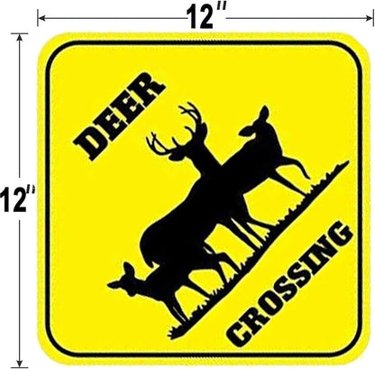 Deer Crossing Signs Square Funny Metal Signs for Home Decor Kids Room Gate Yard Sign Novelty Gifts 12"x12"