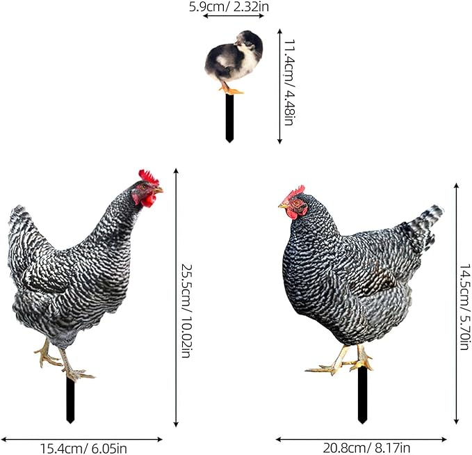 HANABASS 3pcs Acrylic Hen Chick Yard Arts Decorative Chicken Realistic Shaped Yard Lawn Stakes Garden Decorative Stakes