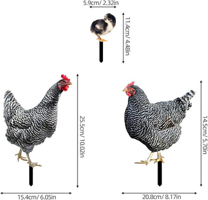 HANABASS 3pcs Acrylic Hen Chick Yard Arts Decorative Chicken Realistic Shaped Yard Lawn Stakes Garden Decorative Stakes