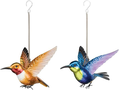 Regal Art & Gift Hummingbird Bouncie Set of 2 - Hand-Painted Metal Spring Garden Decor, Weather-Resistant Outdoor Yard Art, Bird Sculpture for Lawn & Patio - Rufous& Woodnymph