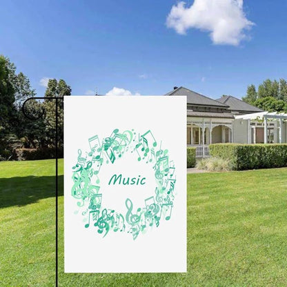 Gkyygk Teal Music Note Turquoise Welcome Garden Flag 12x18 Inch Double Sided Small Burlap Banners Yard House Seasonal Farmhouse Home Decor for Men Women