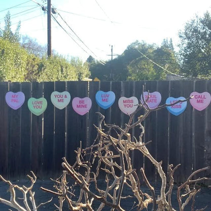 VictoryStore Valentine's Yard Decorations Hanging Candy Hearts, Outdoor Valentine's Day Decorations, 12372 Set of 9 Corrugated Plastic Hearts
