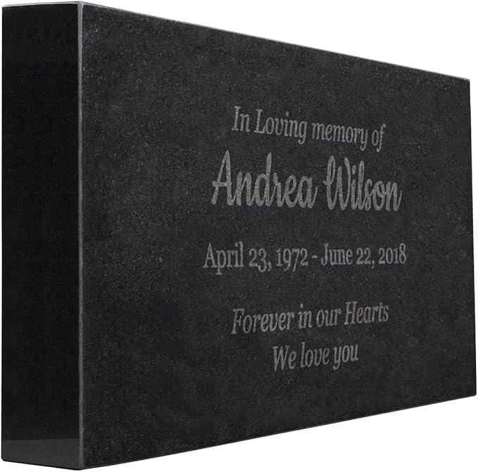 Easy Design - In Loving Memory - Black Granite Memorial or Sympathy Gift. Add your Personalized Text and Dates. Offered in a Variety of Sizes to Meet your Needs and Budget (24 x 12 x 4")