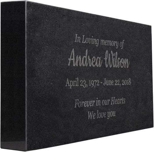 Easy Design - In Loving Memory - Black Granite Memorial or Sympathy Gift. Add your Personalized Text and Dates. Offered in a Variety of Sizes to Meet your Needs and Budget (24 x 12 x 4")