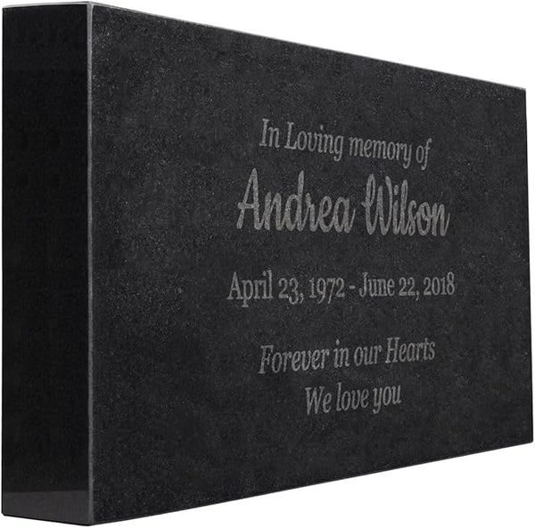 Easy Design - In Loving Memory - Black Granite Memorial or Sympathy Gift. Add your Personalized Text and Dates. Offered in a Variety of Sizes to Meet your Needs and Budget (24 x 12 x 4")