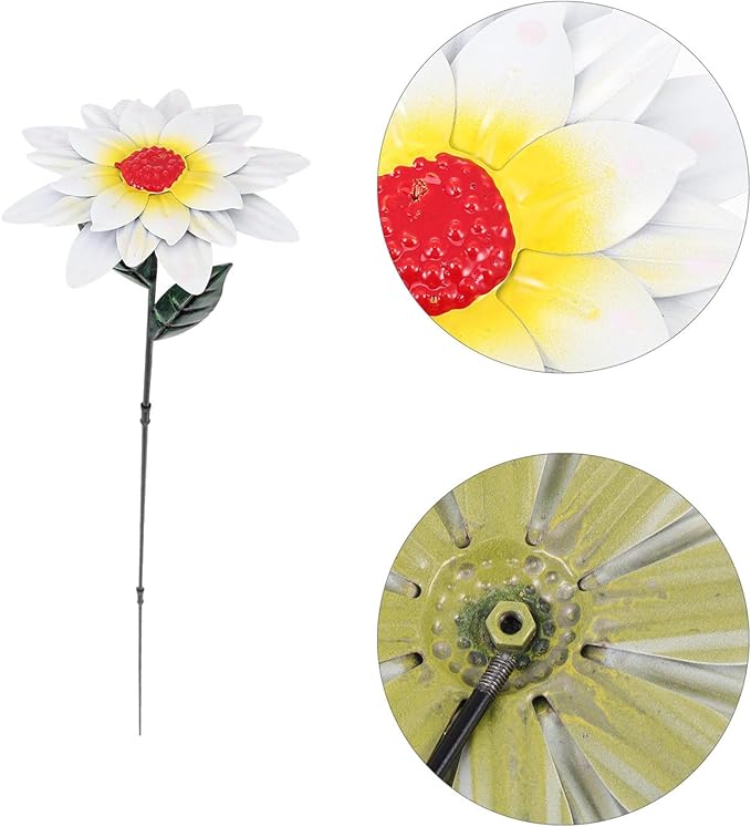Abaodam Iron Outdoor Flower Garden Stake Lawn Ornament White Iron Art Floral Pathway Stake Decorative Garden Supply for Patio and Lawn Outdoor Décor
