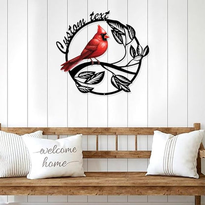 Personalized Name Garden Cardinal Metal Signs, Custom Family Name Yard Decor for Outdoor Outside, Cardinal Lawn Patio Stake Gardening Enthusiasts Grandmothers Gift