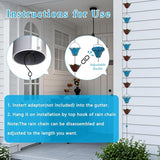 10FT Rain Chains for Outside, Rain Gutter Chain with 8 Cups & Lotus Decor, Adjustable Rain Catcher Chain for Eaves Drainage, Replacement for Downspout