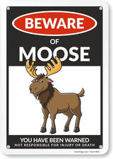 SmartSign Funny Beware Of Moose Warning Sign - 10"x7", 40 mil Laminated Rust-free Aluminum - Metal Signs for Wall Decor, Outdoors, Patio, Gifts, Cafe - Moose Theme, Made in USA