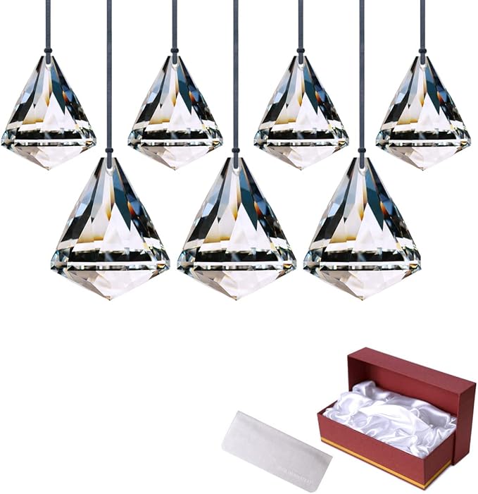 Top K9 Crystal Ball Prism Diamond Suncatcher for Window Hanging Chandelier Prism Rainbow Maker, Feng Shui Decor 30/40mm Pack of 7 (Clear)
