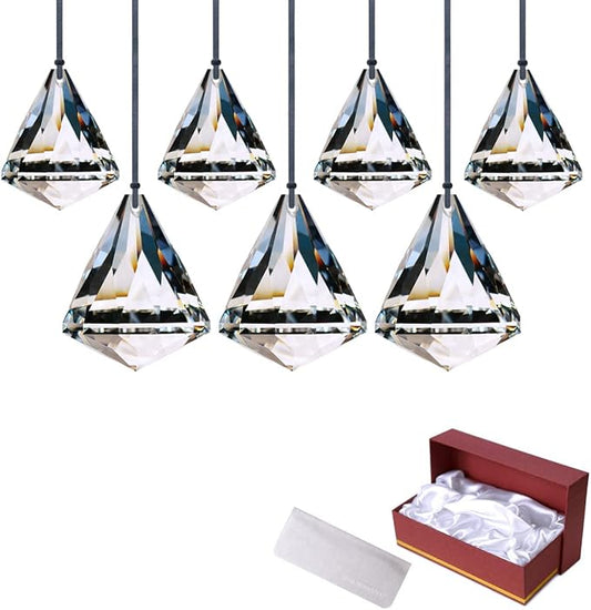 Top K9 Crystal Ball Prism Diamond Suncatcher for Window Hanging Chandelier Prism Rainbow Maker, Feng Shui Decor 30/40mm Pack of 7 (Clear)