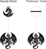 CREATCABIN Dragon Metal Wall Art Black Metal Wall Sculptures Iron Fly Dragon Western Fairytale Animal Wall Artwork Sign Ornament Decor for Living Room Office Garden Balcony Decoration 11.8 x 11.8 Inch
