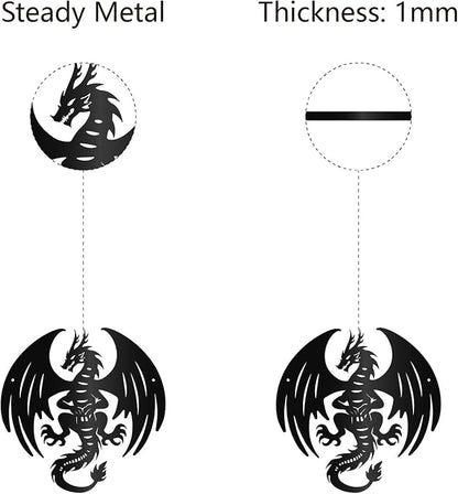 CREATCABIN Dragon Metal Wall Art Black Metal Wall Sculptures Iron Fly Dragon Western Fairytale Animal Wall Artwork Sign Ornament Decor for Living Room Office Garden Balcony Decoration 11.8 x 11.8 Inch
