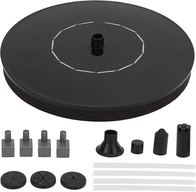 Solar Fountain Pump, ing Solar Fountain for Bird Bath, 7 Nozzles with 30 60cm Spray Height, ed Garden for Pool oor r, Includes