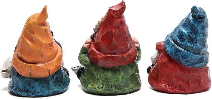 Hodao Spring Gnome Decor Set of 3, Resin Three Wise Gnomes Figurines with See No Evil Hear No Evil Speak No Evil Design, Floral Tiered Tray Shelf Table Accent, Farmhouse Gift Idea