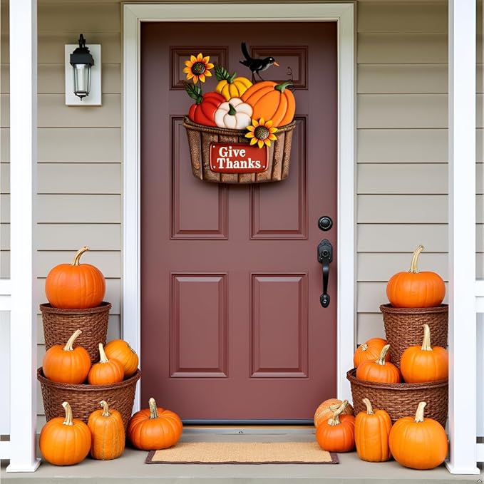 TERESA'S COLLECTIONS Fall Decorations for Outdoor Home, Pumpkin Fall Garden Decor, Autumn Metal Yard Signs Stake Lawn Sunflower for Thanksgiving Decorations, Harvest Outside Patio Party Gifts, 28 in