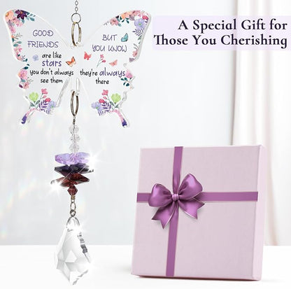 Funnli Best Friend Birthday Gifts for Women Crystal Suncatcher, Galentines Day Gifts for Friend Women Sister, Birthday Mothers Day Retirement for Friends Window Hangings Home Decoration