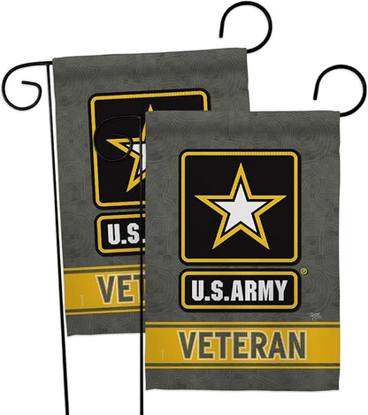 US Army Veteran Garden Flag - 2pcs Pack Armed Forces Rangers United State American Military Retire Official - House Decoration Banner Small Yard Gift Double-Sided Made in USA 13 X 18.5