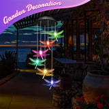 Solar Wind Chimes for Outside,Dragonfly Solar Hanging Lights Outdoor,Dragonfly Gifts for Women,Waterproof Outdoor Solar Powered Lights for Garden Patio Yard Home Decor
