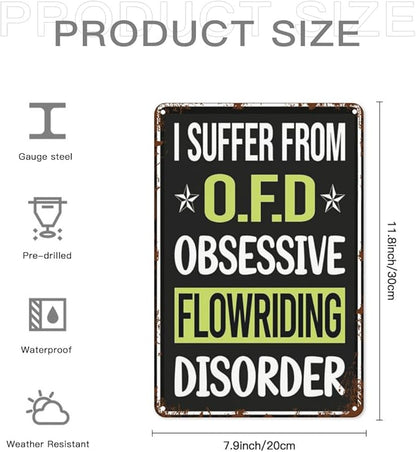 Vintage Metal Tin Sign Obsessive Love Flowriding Flowboarding for Home,Patio,Yard,Kitchen & More 8x12 Inches Retro Funny Quote Wall Decor for Indoor & Outdoor Use