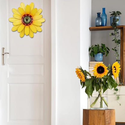 YEAHOME Sunflower Garden Decor, 11'' Metal Flower Wall Decor, Yard Hanging Wall Art Decorations for Kitchen, Bathroom, Living Room, Spring Boho Art for Indoor Outdoor