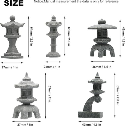 Miniature Japanese Lantern Decoration Mini Fairy Garden Decor Set Japanese Lantern for Micro Landscape Garden & Patio Yard Bonsai Decoration (5 Sandstone)
