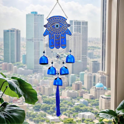 BWINKA Unique Wind Chimes for Outdoor Garden Home Hanging Decoration (Hamsa Hand)