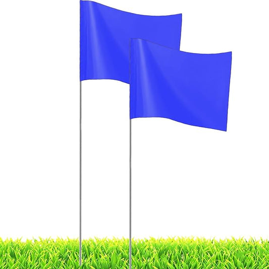 20Pack Blue Marking Flags, JIZHGRAD 13x4x5 Inch Marker Flags Use for Yard & Lawn, Boundary & Dog Training, Survey & Landscape, Sprinkler & Surveyor, Garden & Construction, High Visibility, Sturdy, Versatile, UV & Weather Resistant