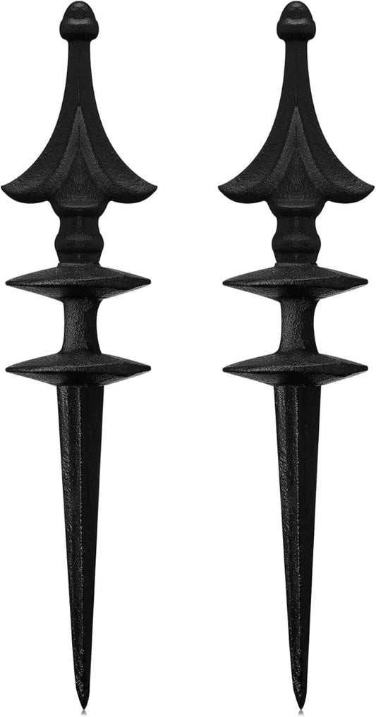 MorningRo 2 Pcs Garden Hose Guide Spike 12 Inch Heavy Duty Metal Hose Support Spike Aluminum Decorative Garden Stakes Protector to Keeps Flower Beds Plant Yard Lawn (Thatched Cranberries)