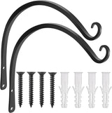 Gtongoko 2 Pack 14 Inch Plant Hangers Outdoor Metal, Plant Hooks for Wall Indoor, Outdoor Hooks for Hanging Bird Feeders, Plant Bracket, Lanterns, Wind Chinme, Black